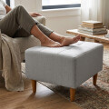 Puff tela y patas de madera Lino gris