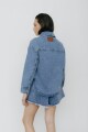 CAMPERA COURO JEAN SIMPLE Azul