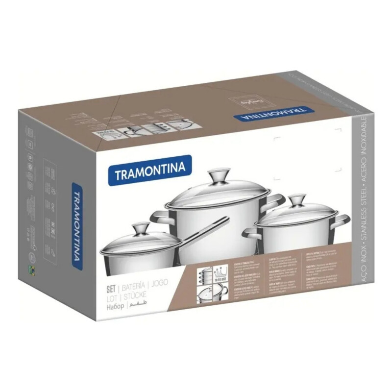 Batería Cocina Tramontina Allegra 7 Piezas Acero Inoxidable Batería Cocina Tramontina Allegra 7 Piezas Acero Inoxidable