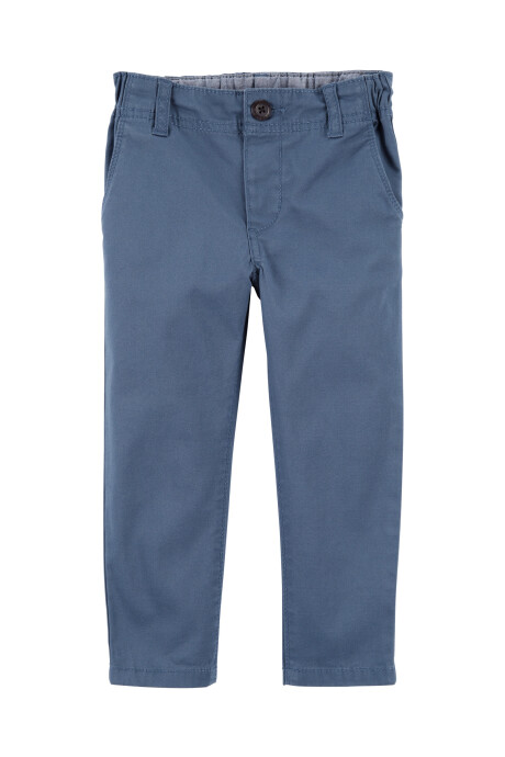 Pantalón clásico de sarga, entallado, azul Sin color