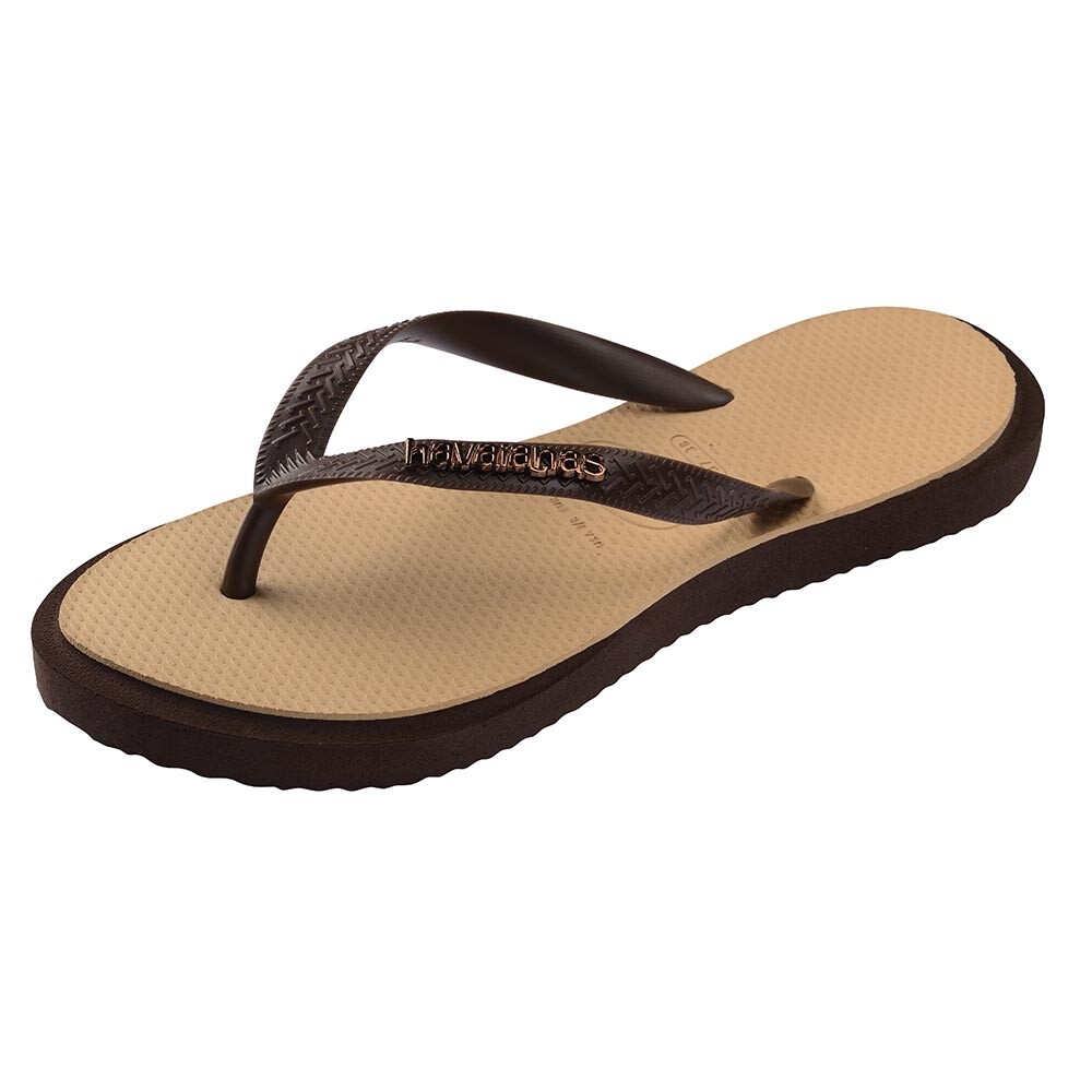 Sandalias Havaianas Top Point Fusion Mujer Marron Oscuro/Dorado