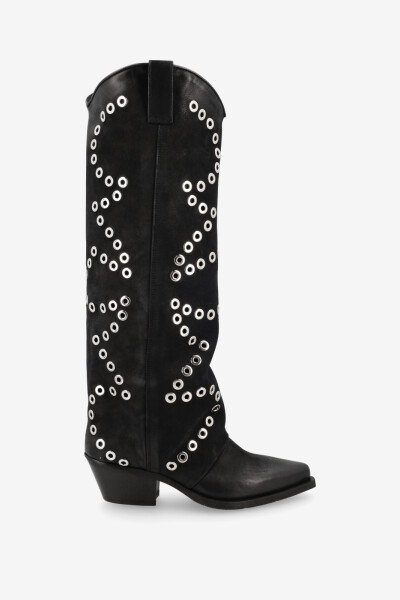 BOTA LARGA CON TACHAS Negro