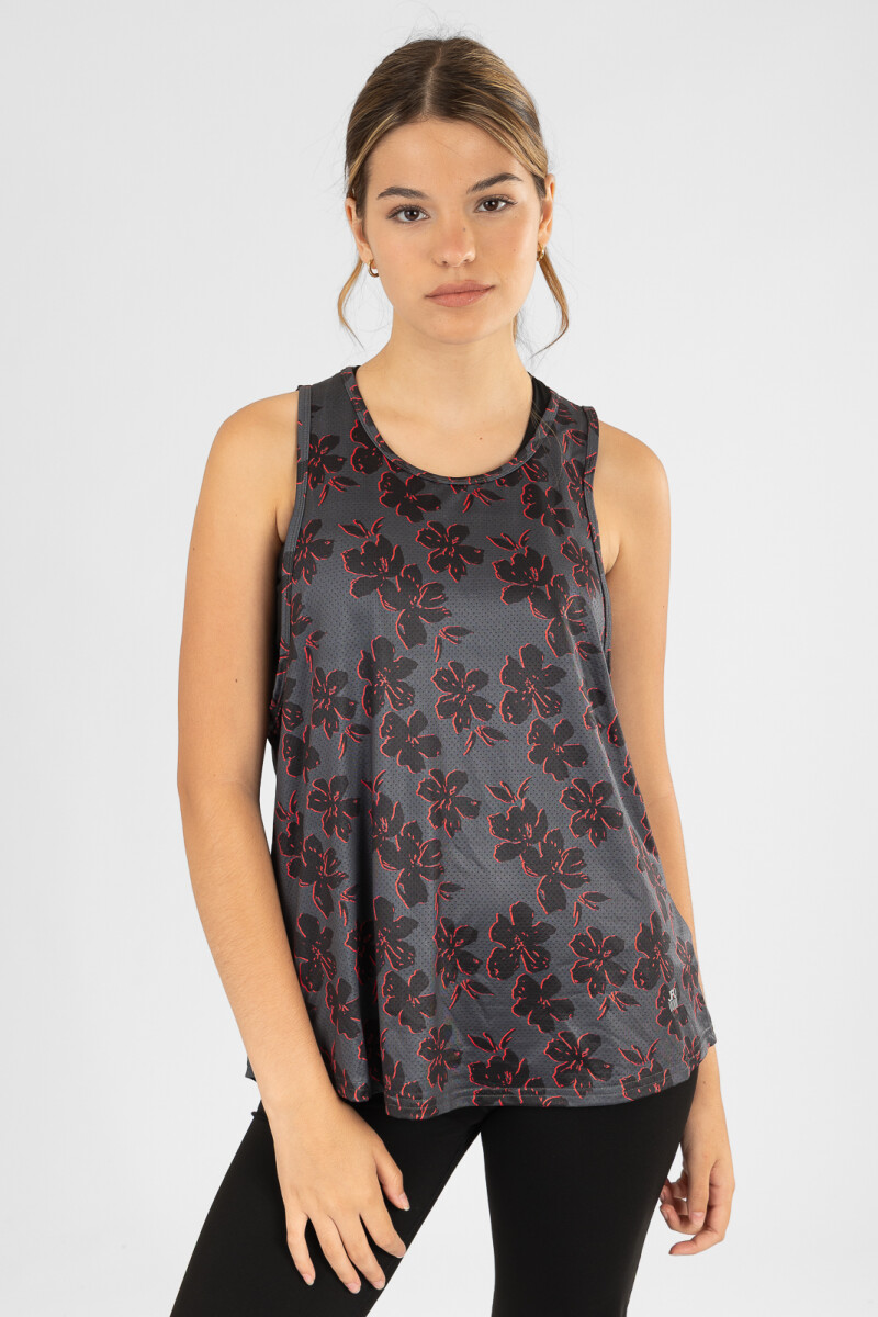 Mesh musculosa estampada Negro