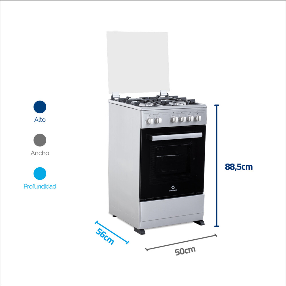 COCINA COMBINADA INDURAMA 4-HORNALLAS GRIS ADANA INOX