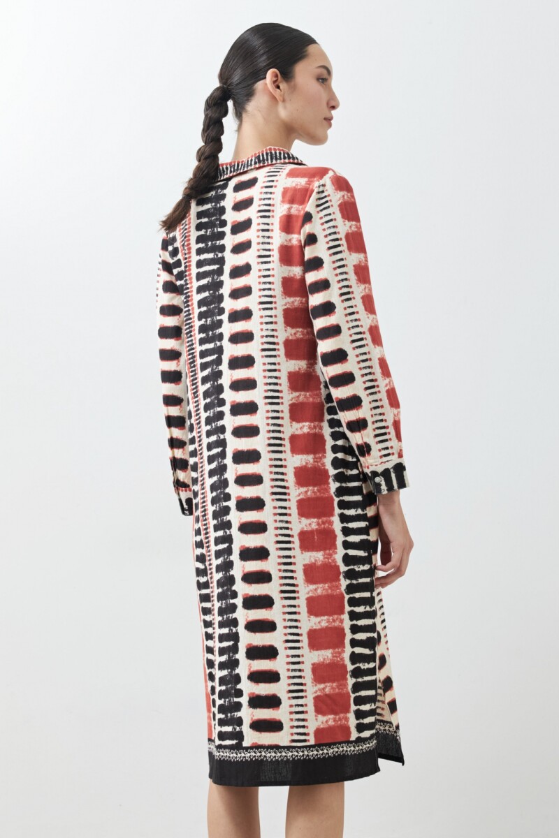 Vestido estampado abstracto beige