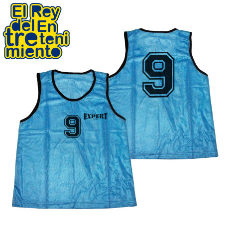 Pack X5 Chaleco Entrenamiento C/ Número Fútbol Voley Celeste