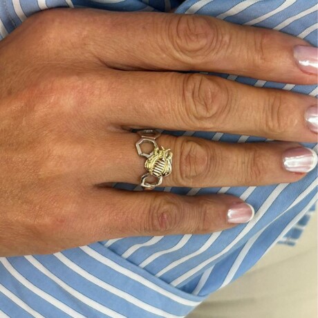 Anillo Abeja Calado - Plata y Oro Anillo Abeja Calado - Plata y Oro