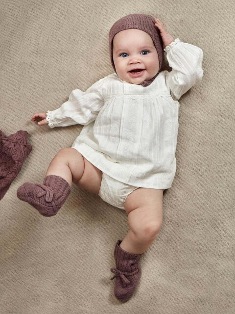 Vestido De Manga Larga Blanco Roto