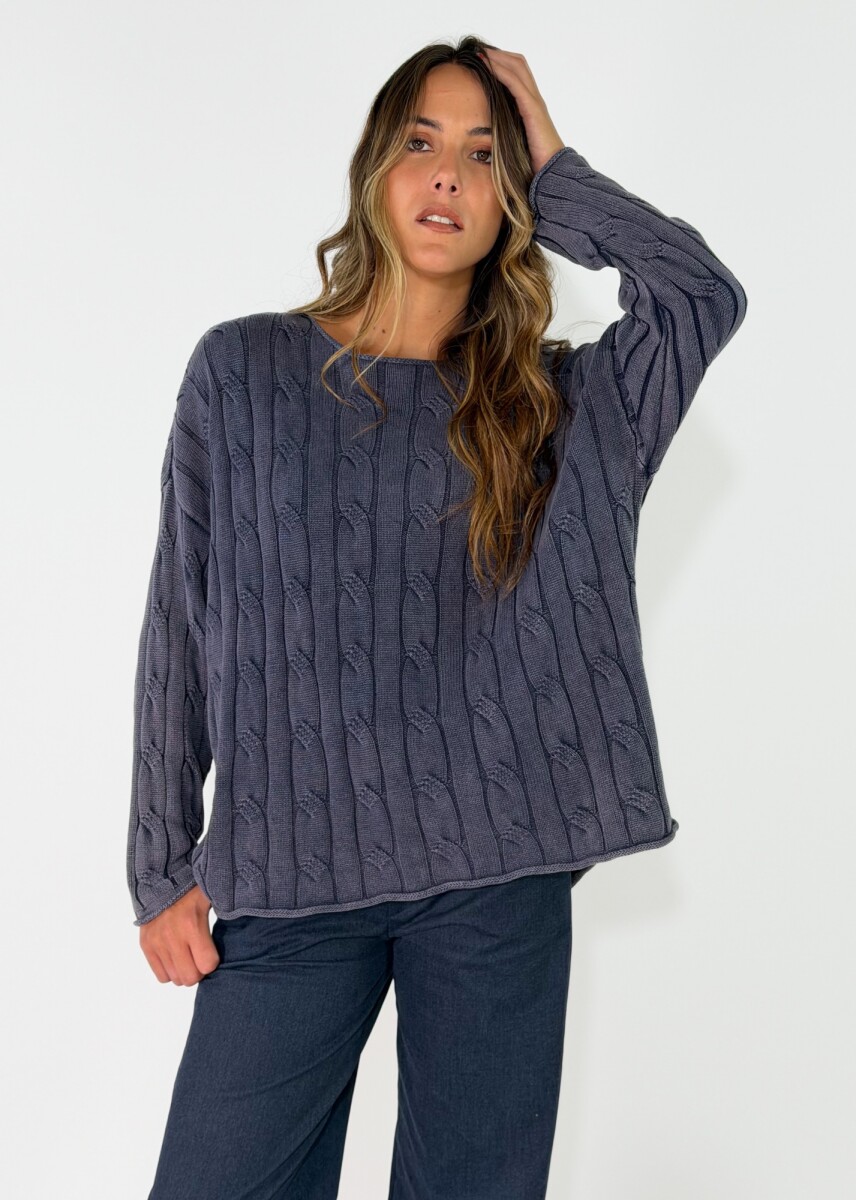 SWEATER FLORA - AZUL 