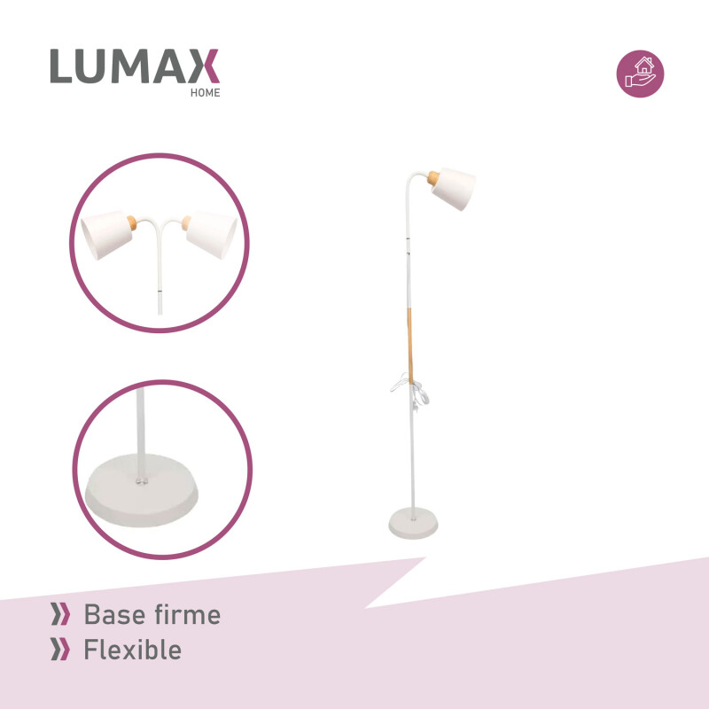 Lámpara De Pie Lumax Nórdica Flexible 1.5 M Blanco