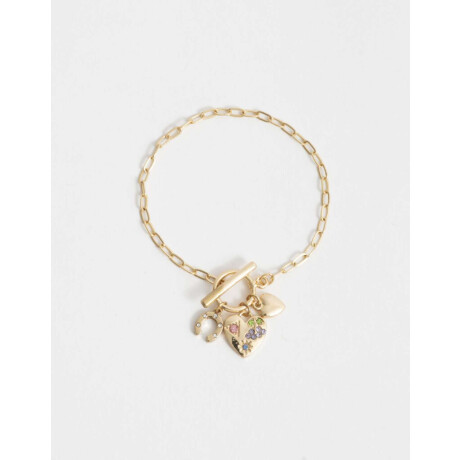 Pulsera Flexible Dijes Bañada En Oro Combinacion Multicolor