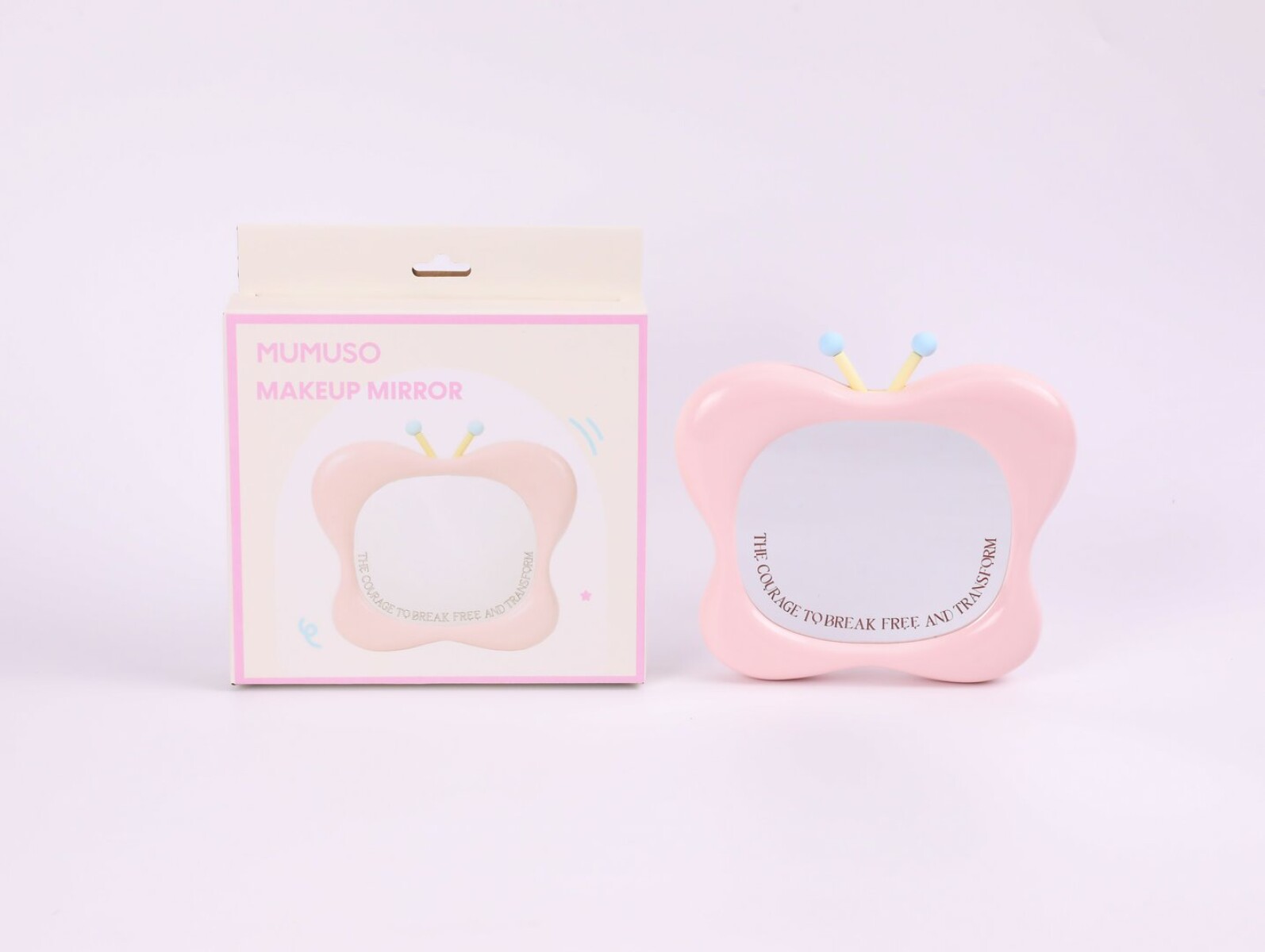 ESPEJO DE ESCRITORIO CON FORMA DE MARIPOSA ESTILO INSTAGRAM (ROSA) 