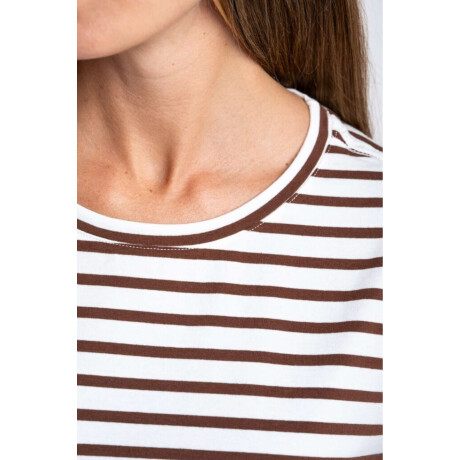 Remera Algodonn Elastano Rayada Chocolate