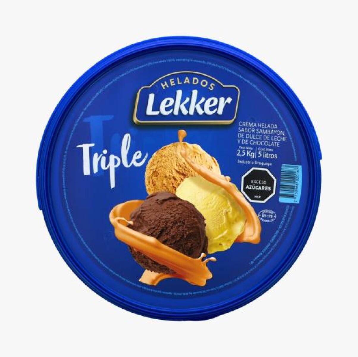 HELADO LEKKER 5L TRIPLE SAMBAYON DULCE LECHE CHOCOLATE 