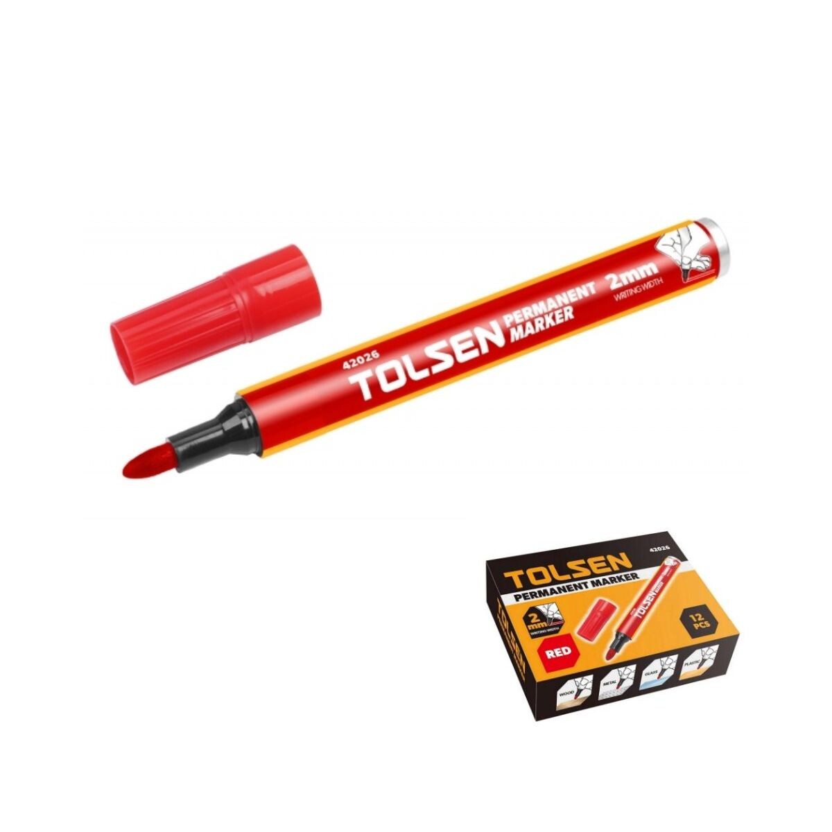 Marcador Permanente Rojo Tolsen 