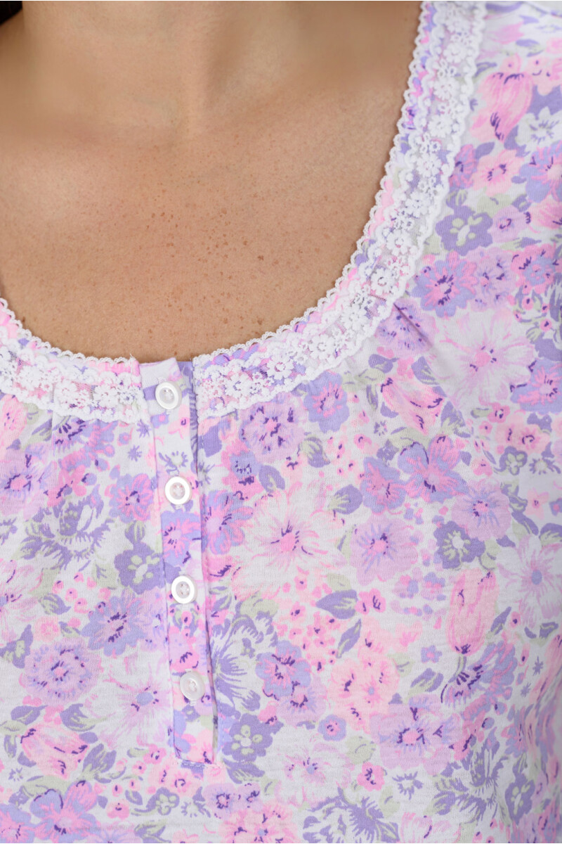 CAMISÓN ALGODÓN ROSA C/FLORES