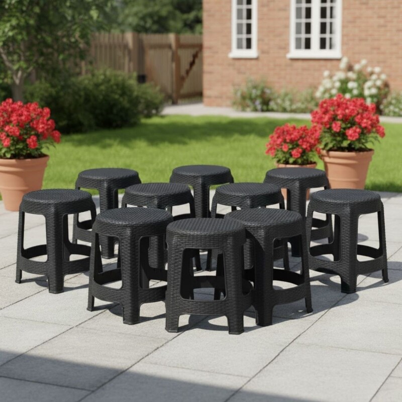 Banqueta simil ratán x10 NEGRO