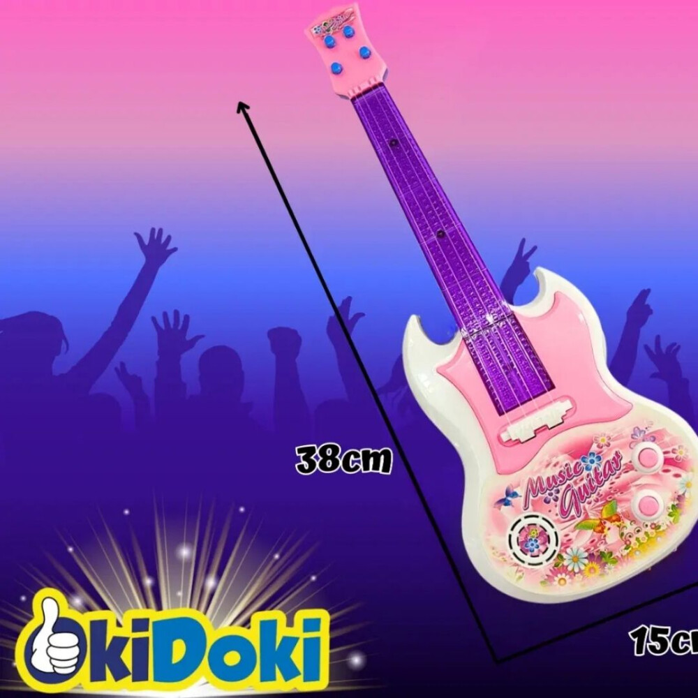 Juguete Microfono Con Guitarra Y Sonidos Rosa