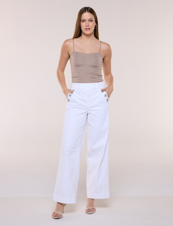 Jean Wide Leg Con Detalle Botones BLANCO