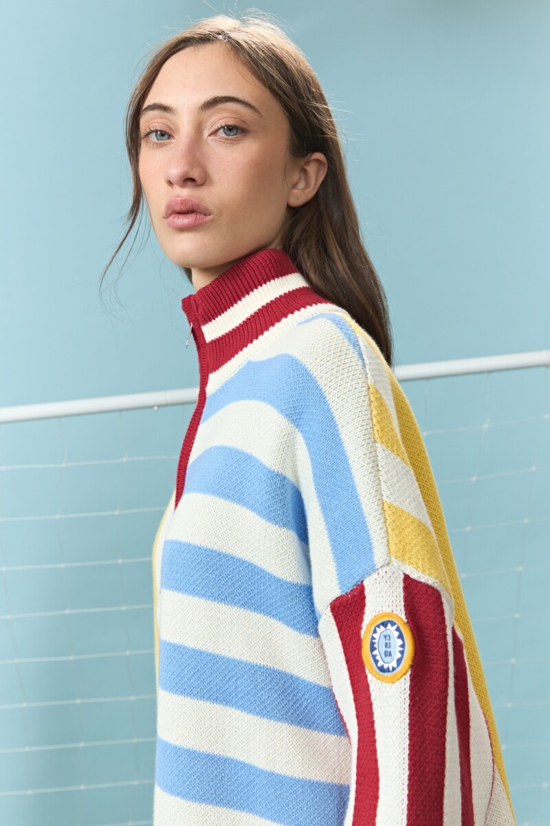 PREVENTA Sweater de algodón rayado multicolor