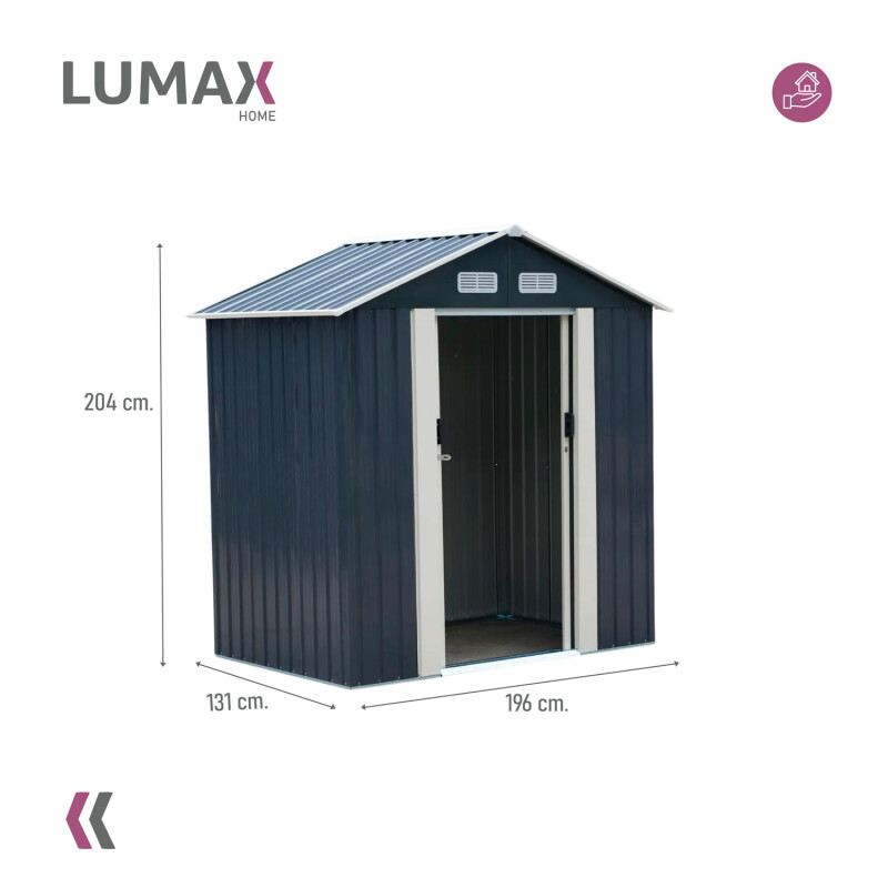 Caseta Galpon Jardin Lumax meridan Gris Oscuro 196x131x204 Caseta Galpon Jardin Lumax meridan Gris Oscuro 196x131x204