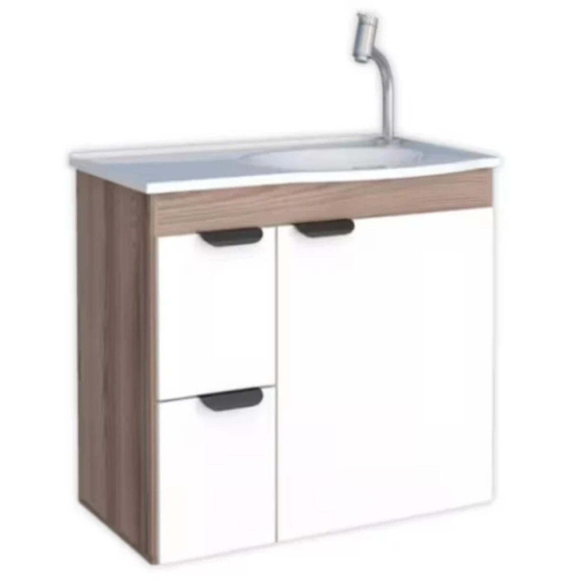 Mueble De Baño Suspendido Margarita Blanco 60 Cm Con Bacha De Resina 