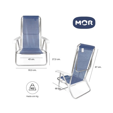 Kit 2 Reposeras Reclinables 8 Posiciones Aluminio Mor Sannet Azul Marino