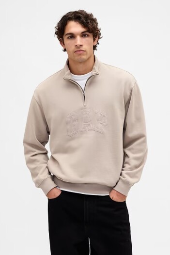 Buzo Deportivo Medio Cierre Logo Gap Hombre Quail