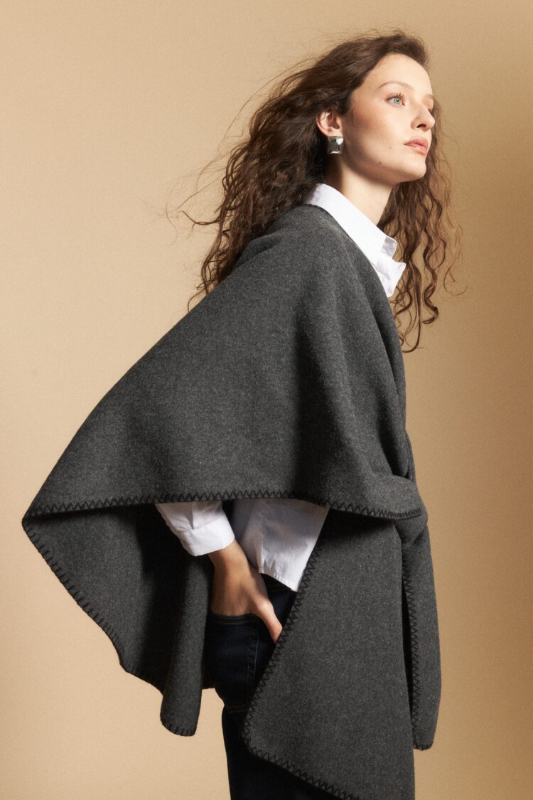 PONCHO MECHA Gris Melange