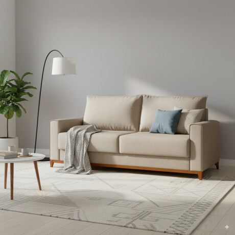 SOFÁ SILLON 3 CUERPOS PATAS DE MADERA BEIGE