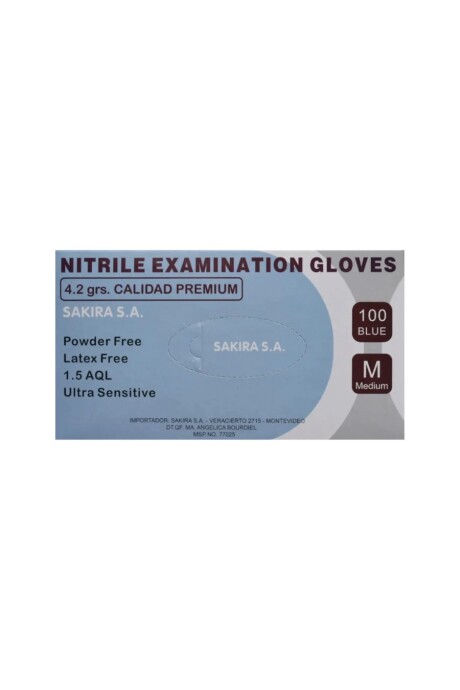 Guantes de nitrilo Sakira 4.2 grs (premium) x 100 unidades Azul