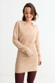 Vestido tejido cuello polo BEIGE