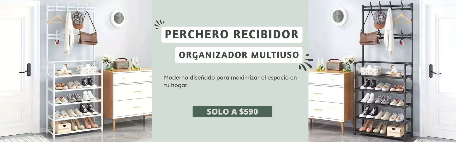 Organizador metálico multiuso estilo recibidor
