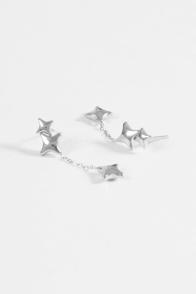 Caravanas acero cadena estrella plateado