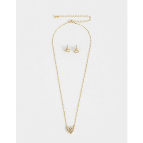 Set De Collar Y Aros Pasantes Bañado En Oro Dorado