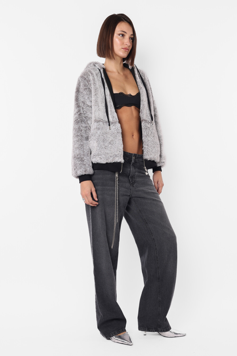Campera Furry Gris