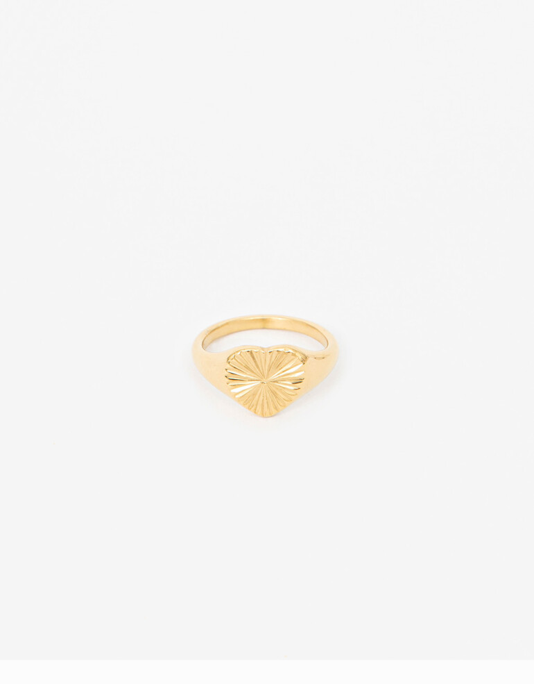 Anillos Medianos y Grandes Metal Anillo De Acero Corazón - Dorado