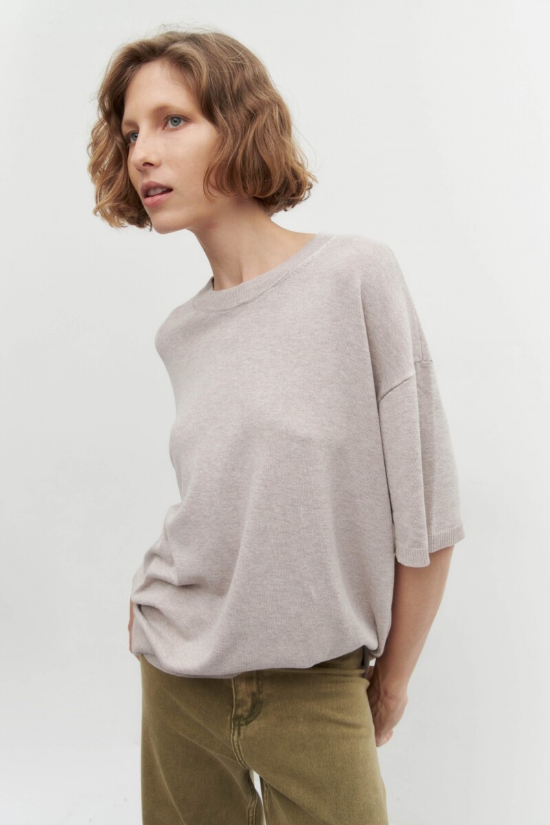 Sweater manga corta - beige 