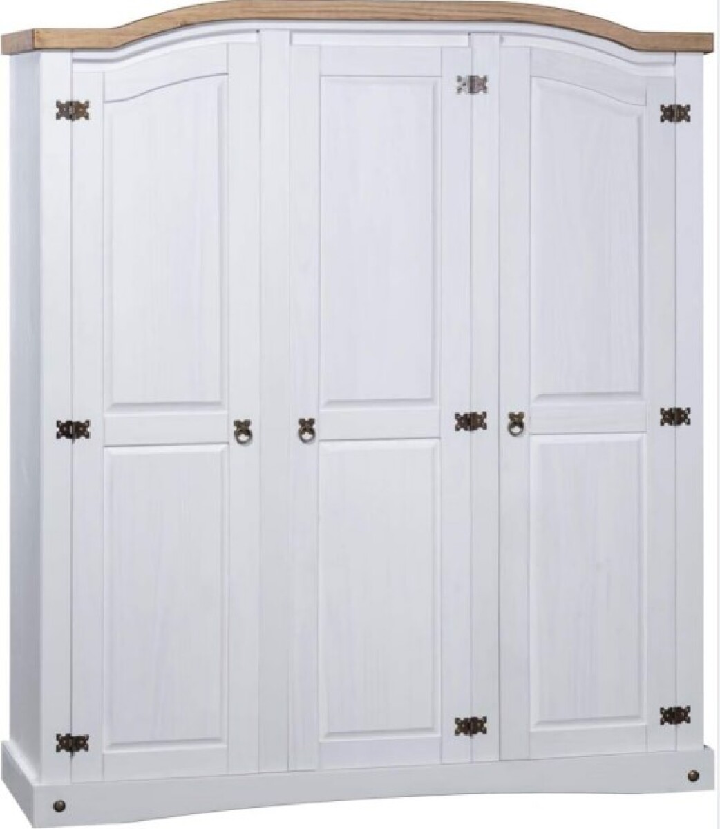 Ropero Estilo Mexicano 3 Puertas 1 Cajón BLANCO y Cera Natural 