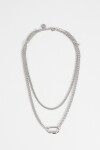 Collar doble dije oval plateado
