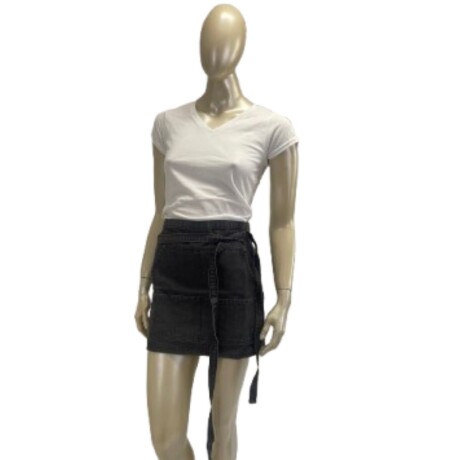 Delantal corto de jean, con bolsillo y lazo ajustable Negro