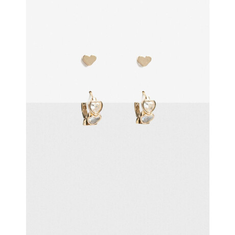 Set De Aros Corazón Con Cubic Dorado