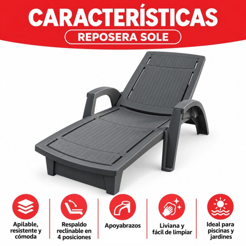 Reposera para piscina con posiciones Set X2 GRIS