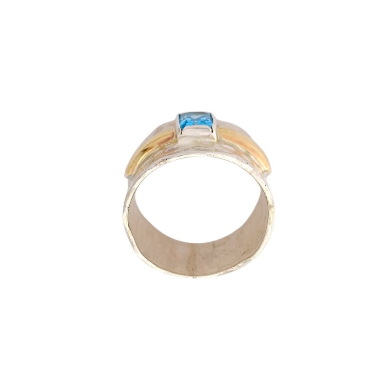 Anillo tubo Topacio-Plata y oro-Piedra Topacio-AN5922 conpiedra