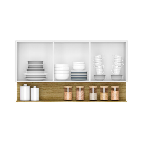 Modulo Aereo Para Cocina Tres Puertas De 120 cms. FREIJO Y BLANCO