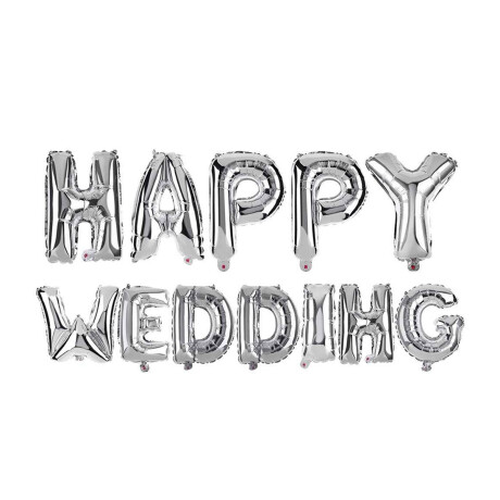 Globo De Aluminio Happy Wedding Plata