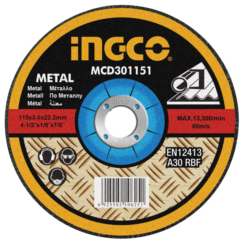 DISCO CORTE METAL 4½ X 3MM INGCO MCD301151 CENTRO DEPRIMIDO 115X3MMX222MM DISCO CORTE METAL 4½ X 3MM INGCO MCD301151 CENTRO DEPRIMIDO 115X3MMX222MM
