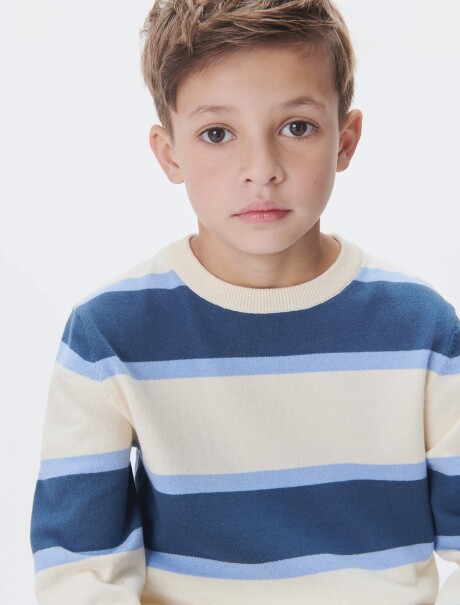BUZO INFANTIL DE PUNTO A RAYAS BEIGE