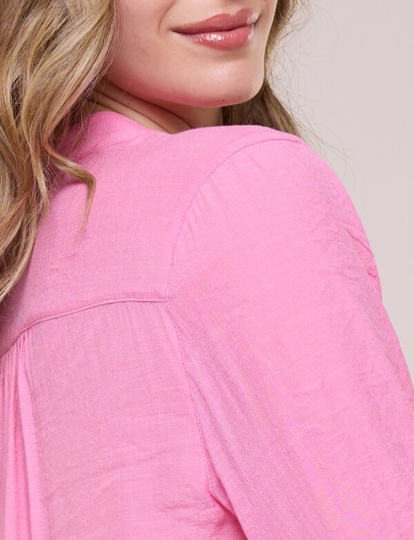 Blusa Con Alforzas En Delantero Y Botones ROSA