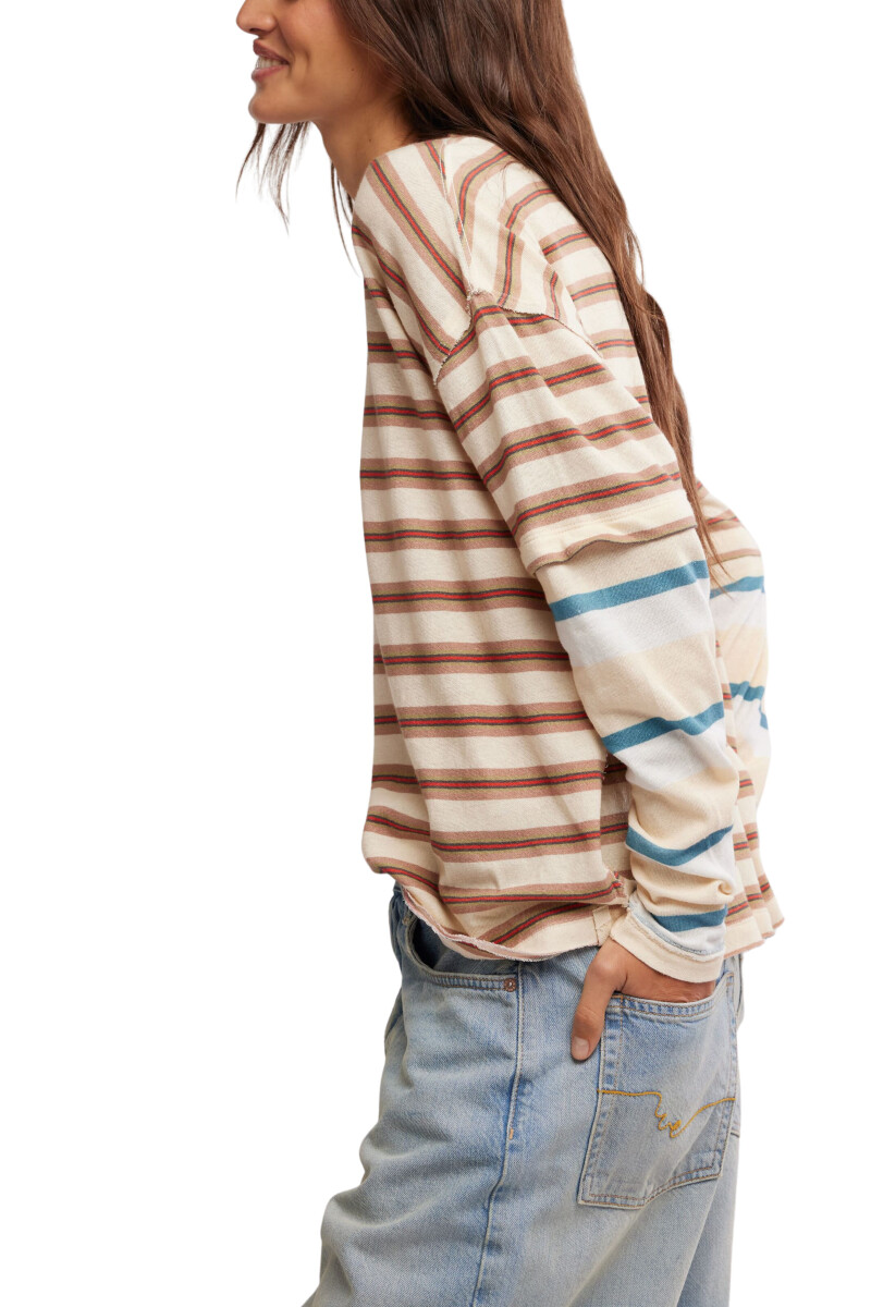 REMERA NINA STRIPE Marfil